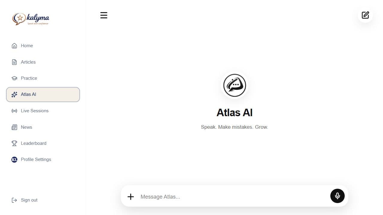 Atlas AI chat screen for asking language questions